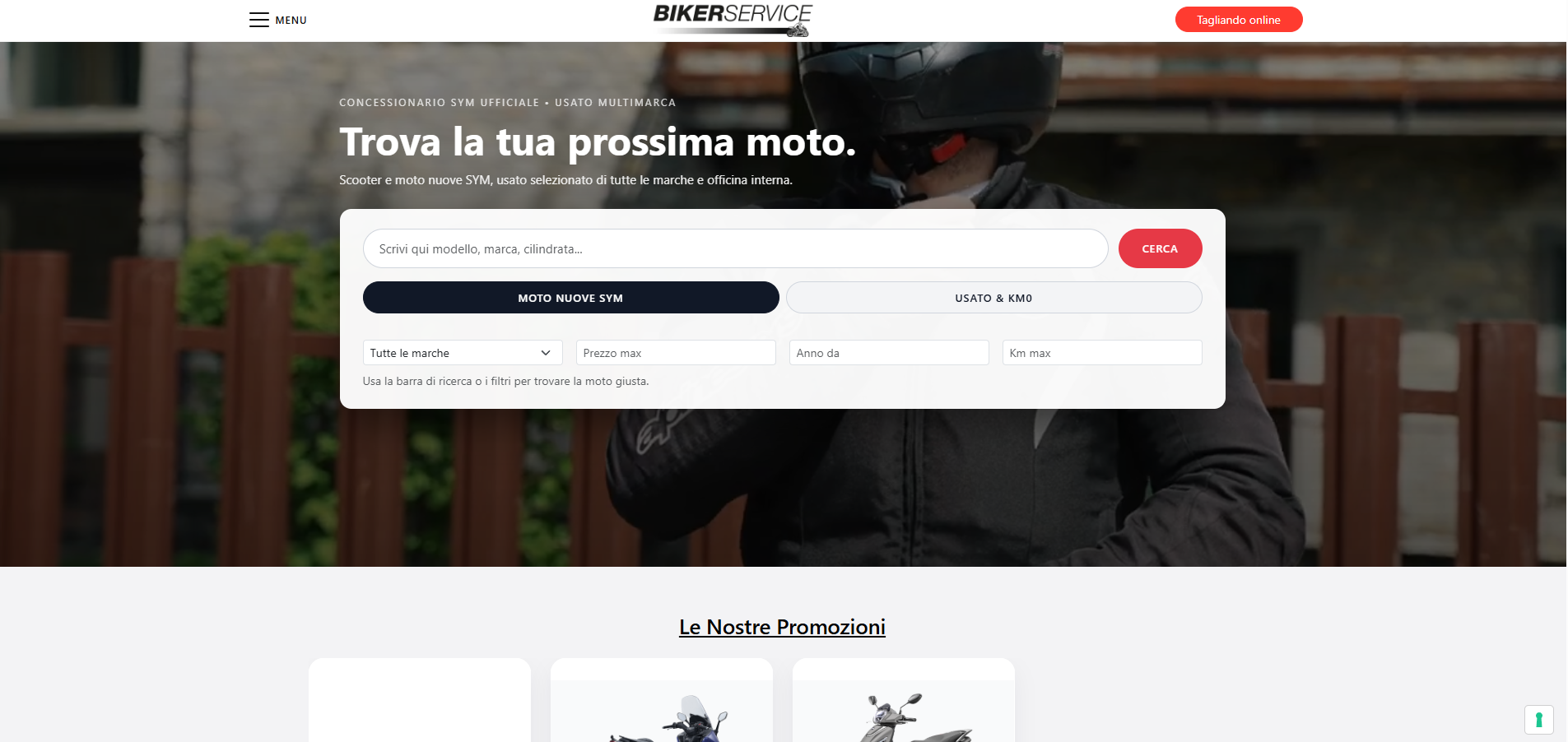 BikerService - Web application Laravel con pannello admin